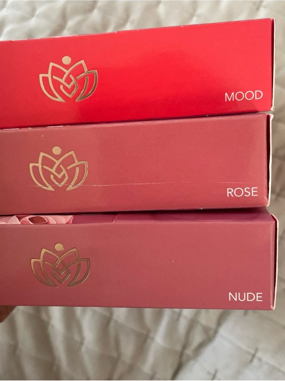 Lot of 3 Complete Lip Kit — Rose, nude and mood lipstick, gloss & liner